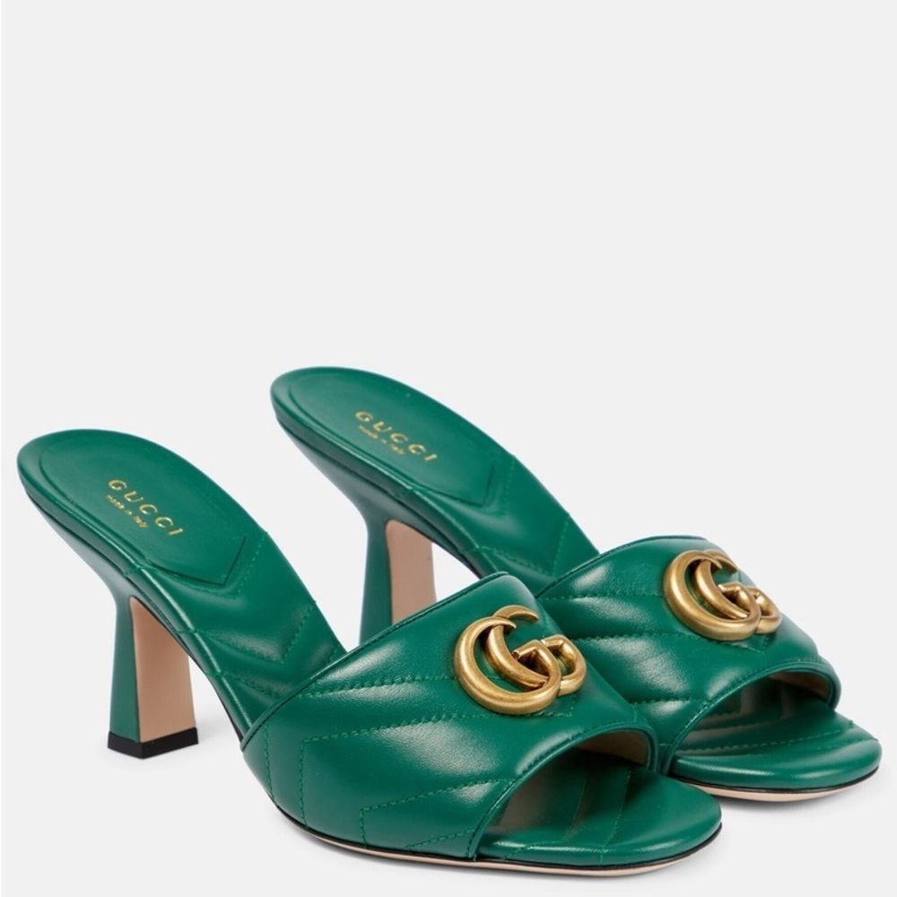 Brand New With Box Gucci Double G Leather Sandals Gold Hardware Size 10.5